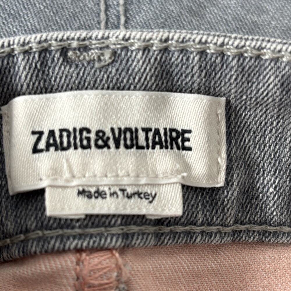 Zadig Voltaire Womens Denim Skirt Medium 38 Gray Raw Hem Mini Boho Festival - Picture 2 of 8